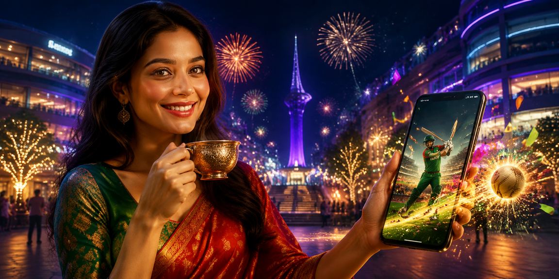 রংপুরে রাতের নিয়ন আলোয় মোবাইলে লটারি খেলছেন একজন তরুণ